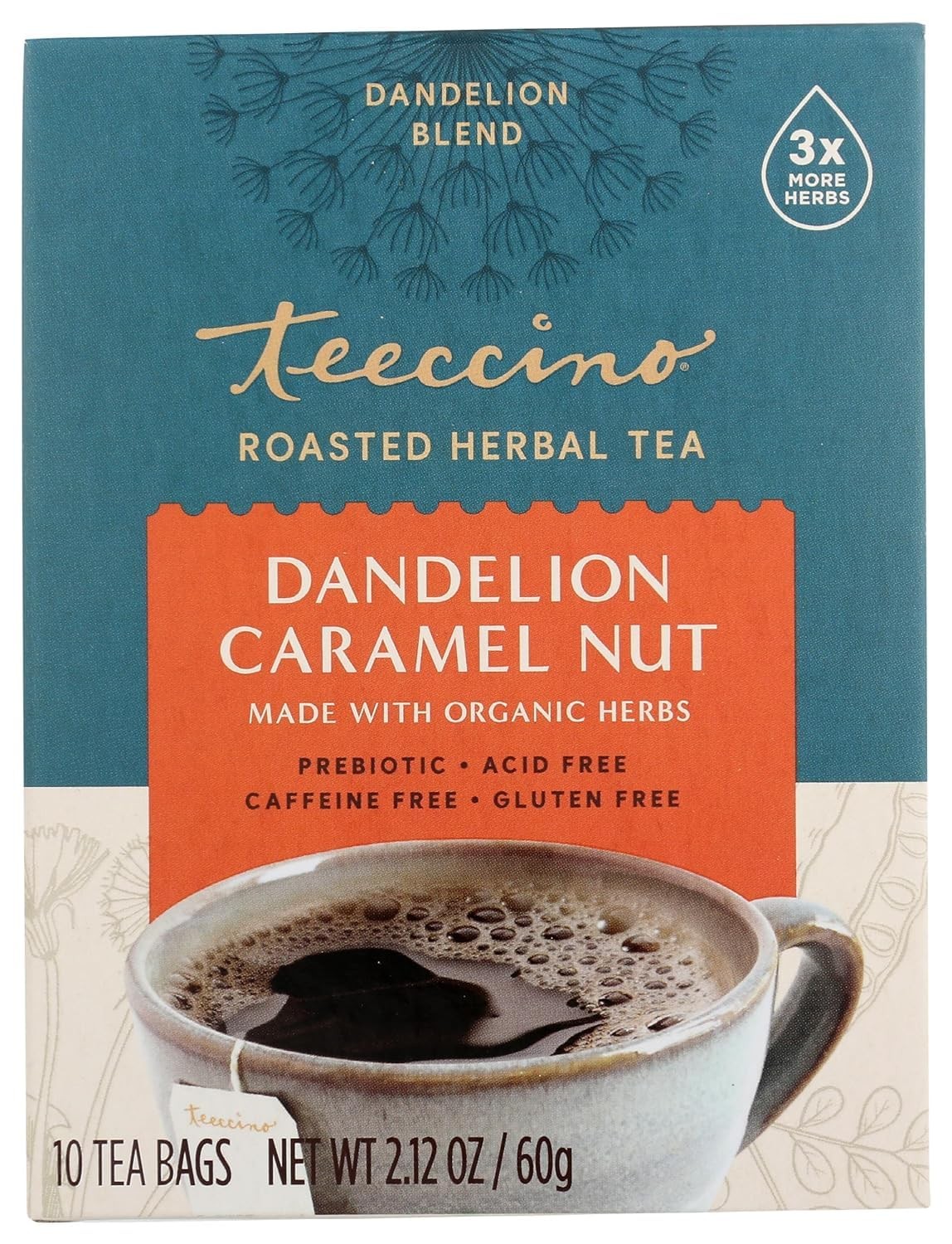 Dandelion Caramel Nut Tea – Caffeine , Roasted Tea with Prebiotics, 3x More H…