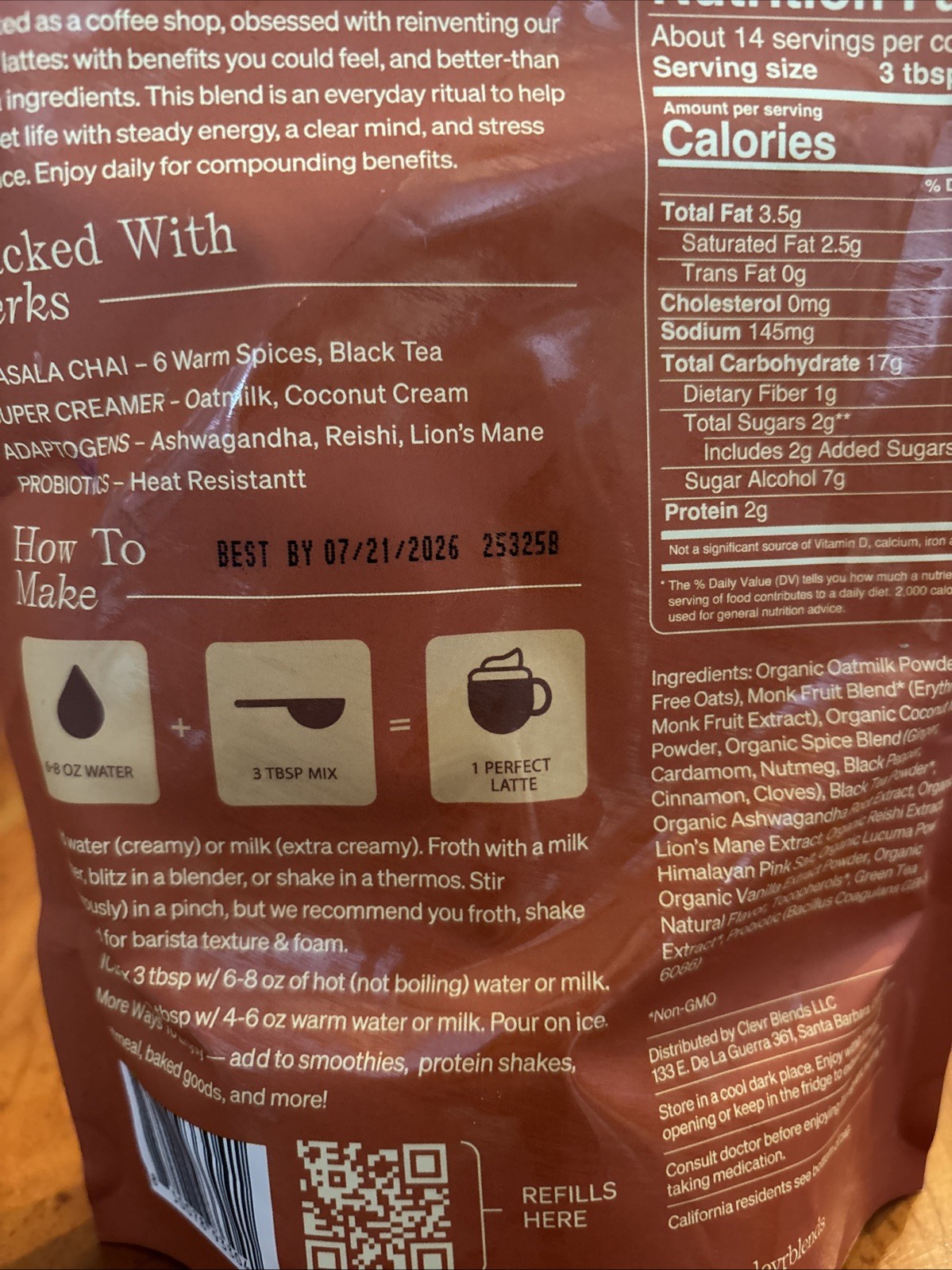 Clevr Salted Caramel Chai Superlatte 14 Lattes