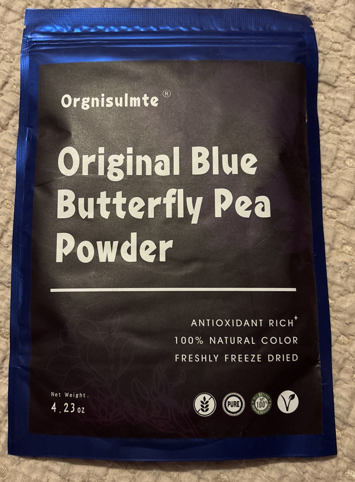 Orgnisulmte – Organic Blue Butterfly Pea Powder – 4.23 oz – 08/25/2027
