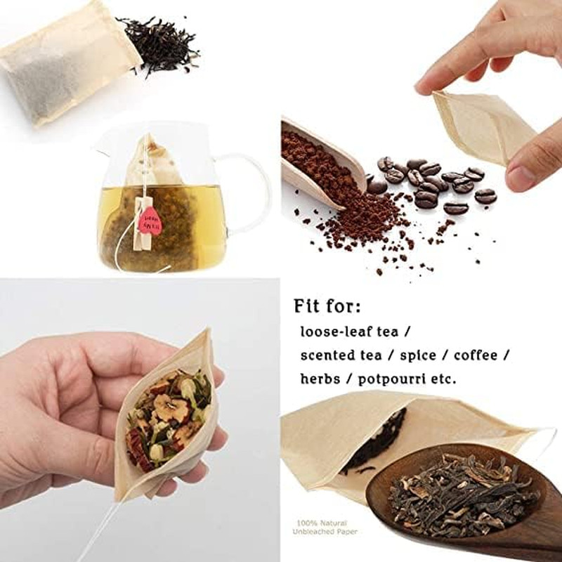 600 Pcs Disposable Tea Filter Bags for Loose Tea Unbleached Paper 2.76″ X 3.54″