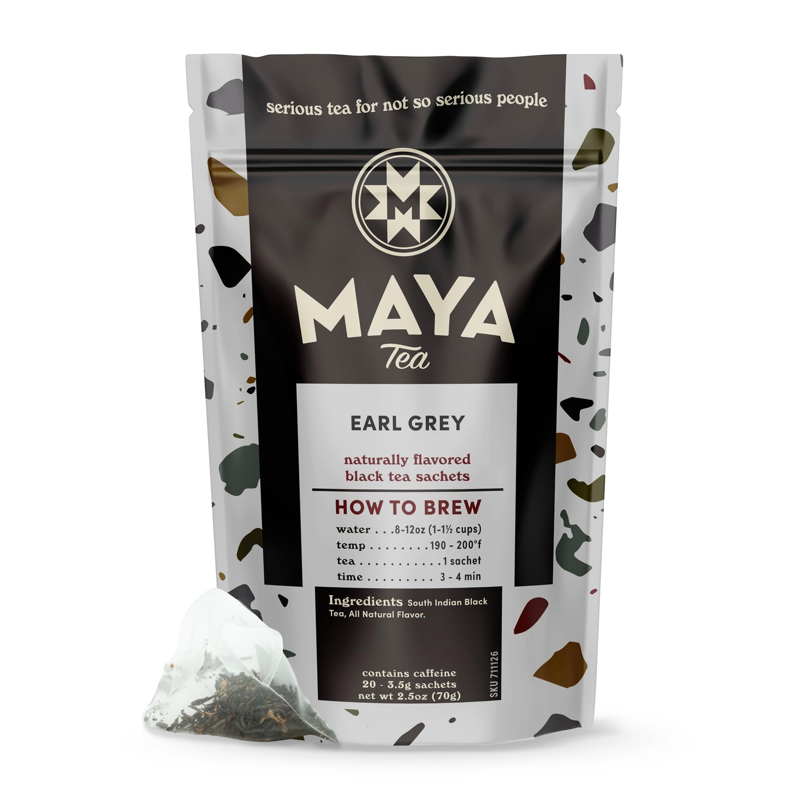 20 PCS Earl Grey Black Tea Sachets Contains Caffeine All Natural Brew Beverage