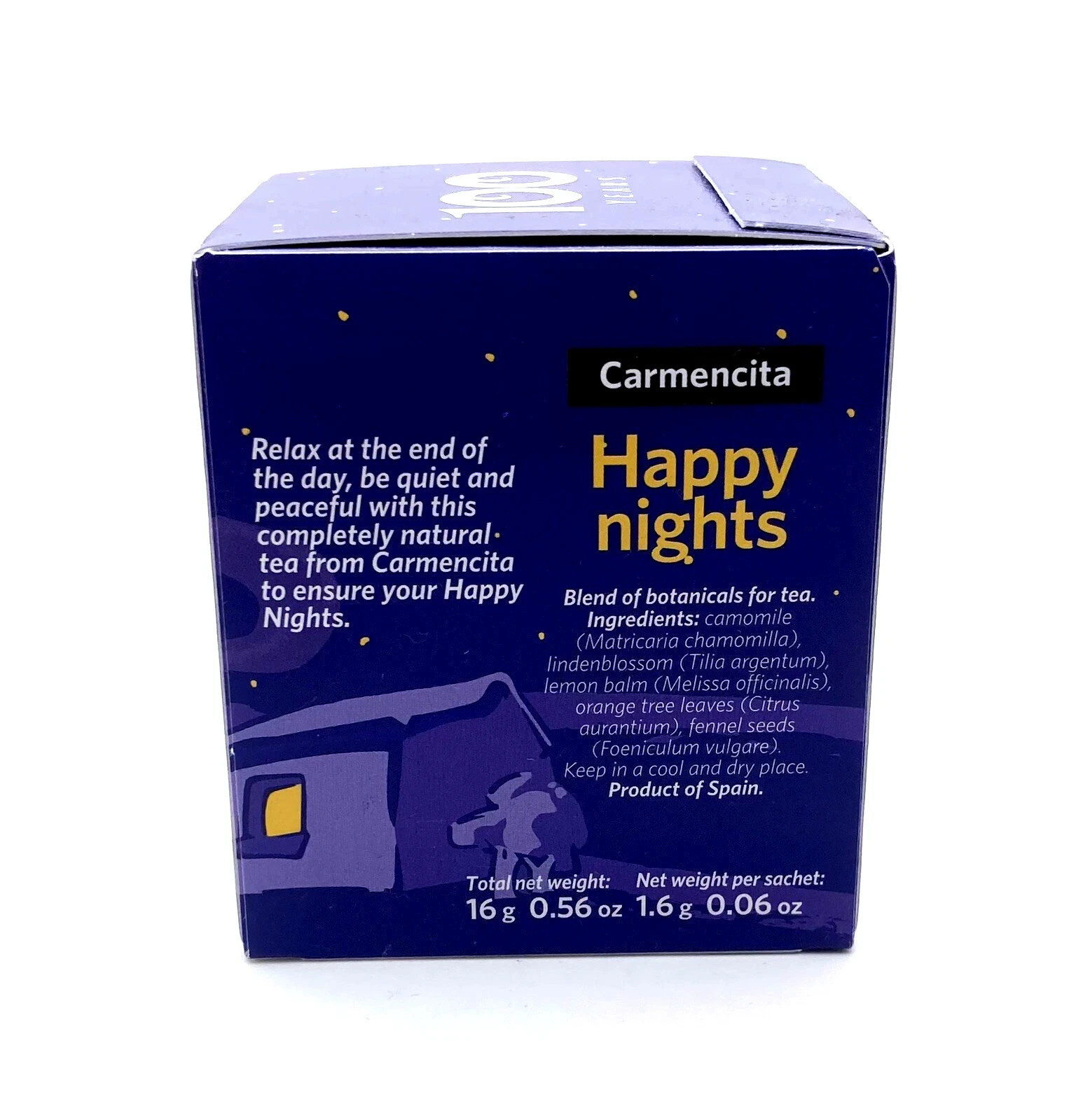 3x Carmencita Happy Nights Tea 10 Bags. Relaxing Herbal Bedtime Blend