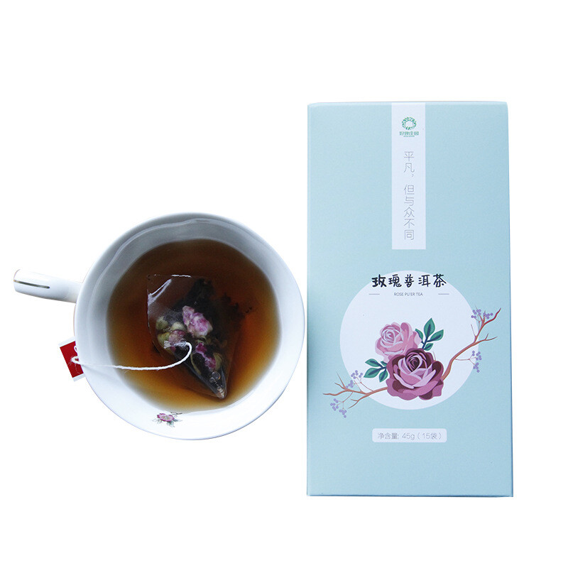 45g / 15 Bags Package Triangle Tea Rose Pu’er Tea Bags Chinese Pu-Erh Black Tea