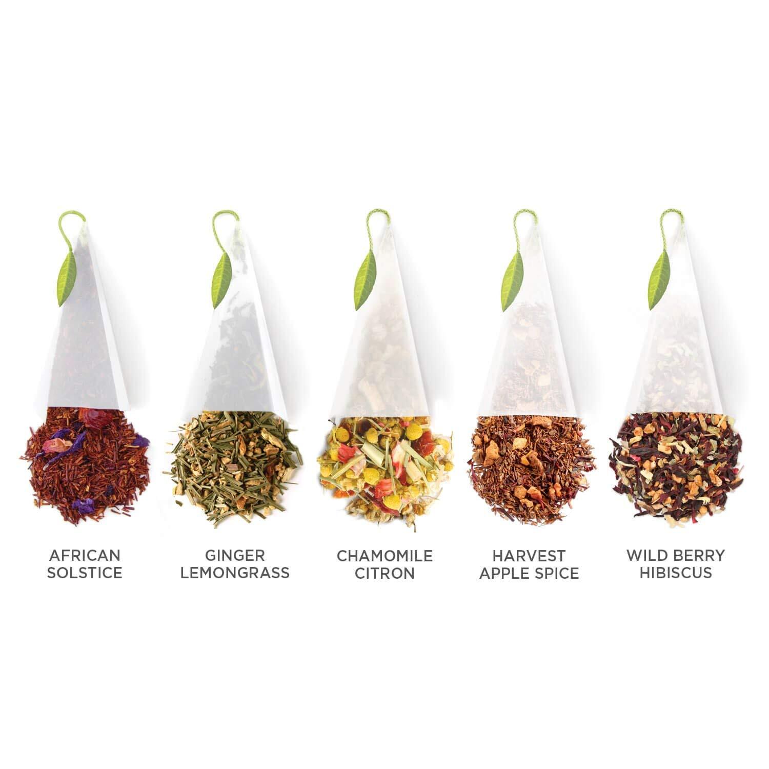 20 Count Herbal Tea Assortment Gift Set with 5 Caffeine Free Blends