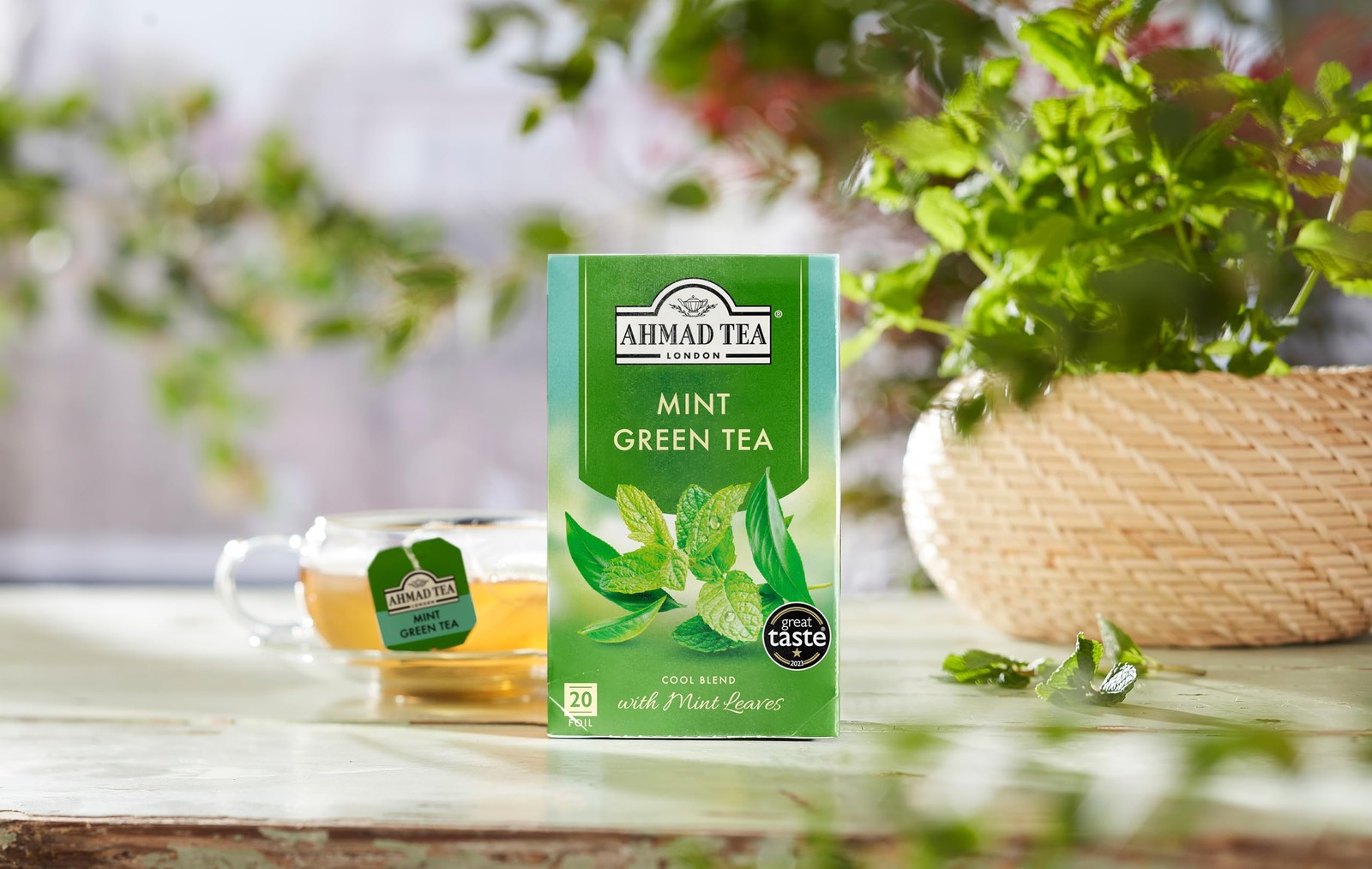 Mint Green Tea, Foil Wrapped Teabags, 20 ct (Pack of 1) – Caffeinated & Sugar-