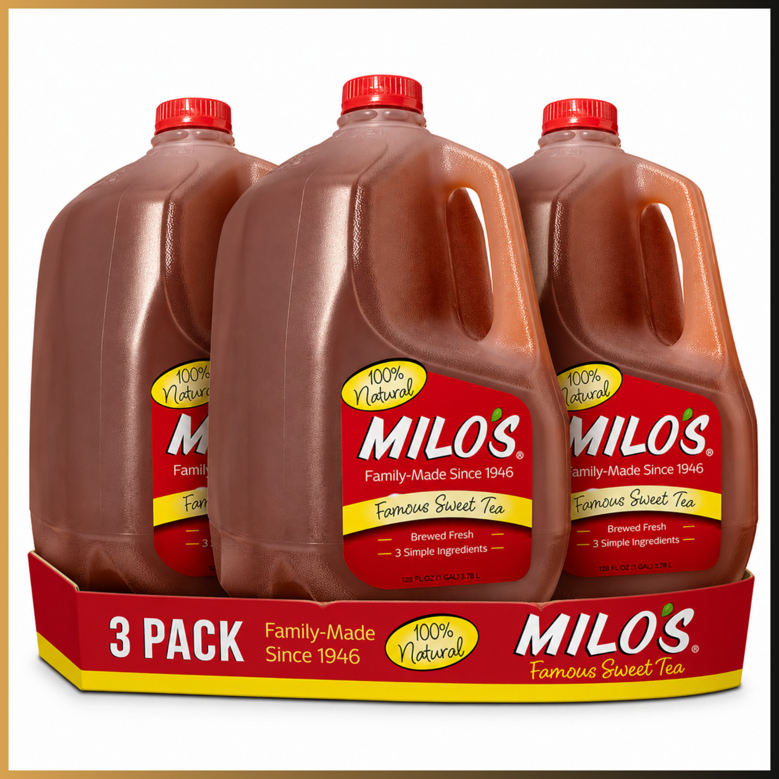 Milos Famous Sweet Tea 128oz 1 Gallon 3 Pack All Natural Real Brewed Bulk