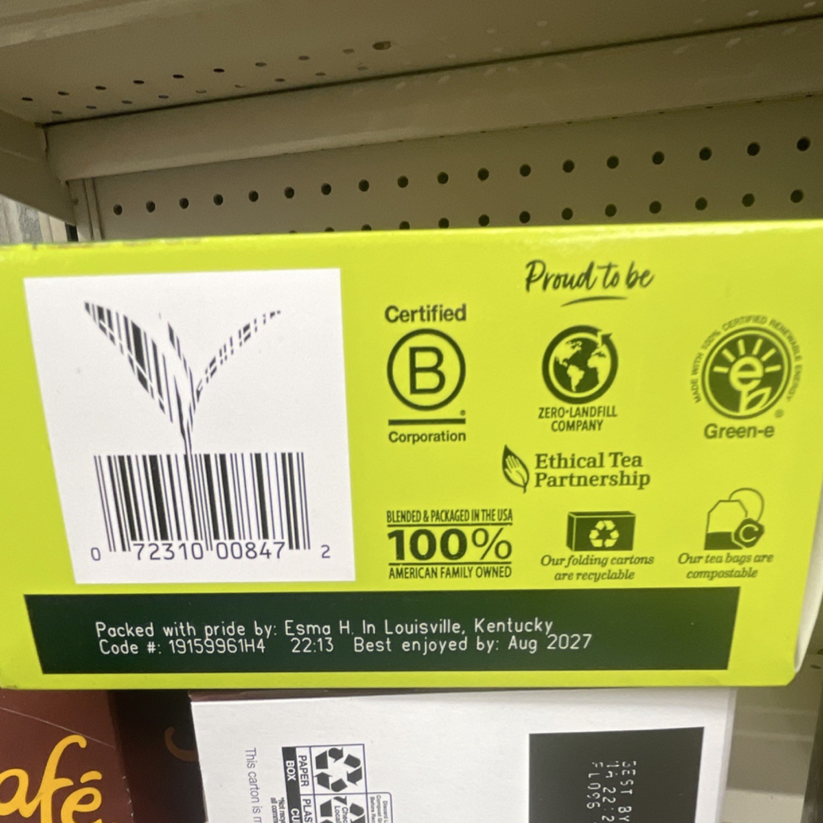 Bigelow Green Tea Classic 20 Bags 25g Certified B Corp Ethical Tea Exp Aug 2027