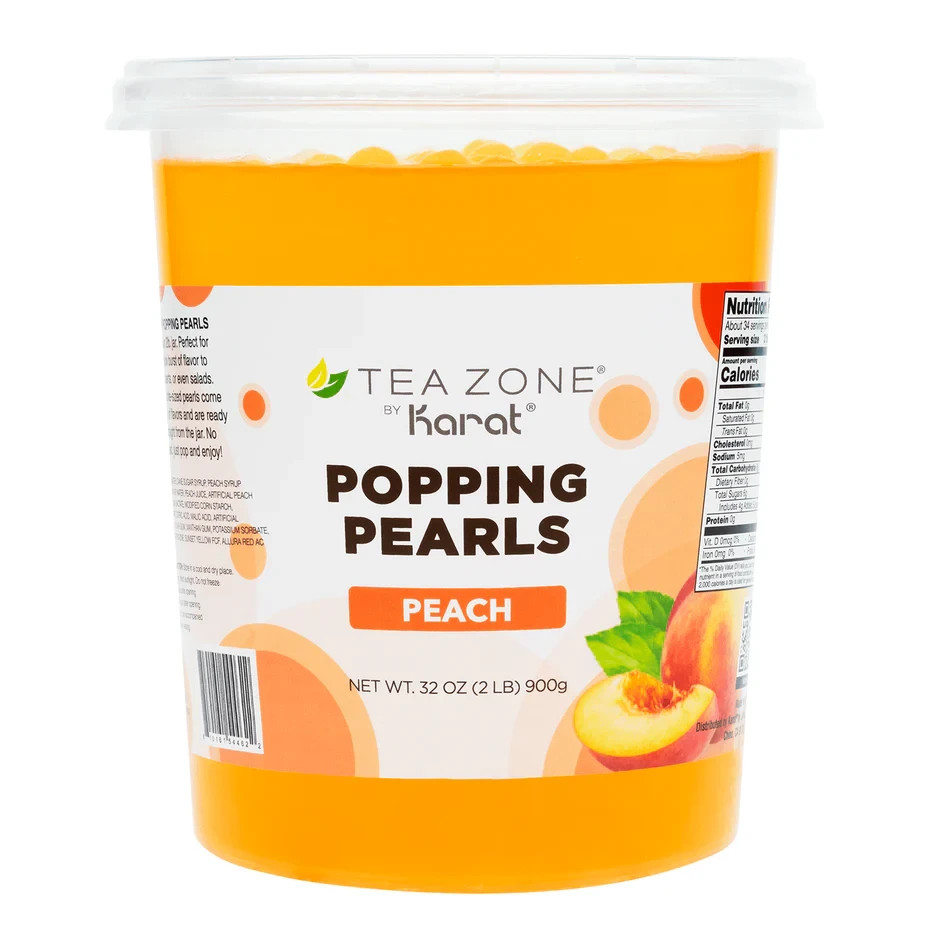[12 Jars] Tea Zone Peach POPPING PEARLS™ (B2061, 2lbs)