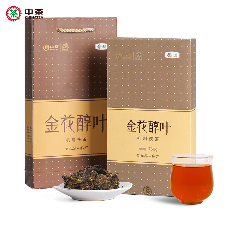 Jin Hua Chun Ye * CHINA TEA Hunan Anhua Dark Tea Golden Flower Fu Brick Tea 760g
