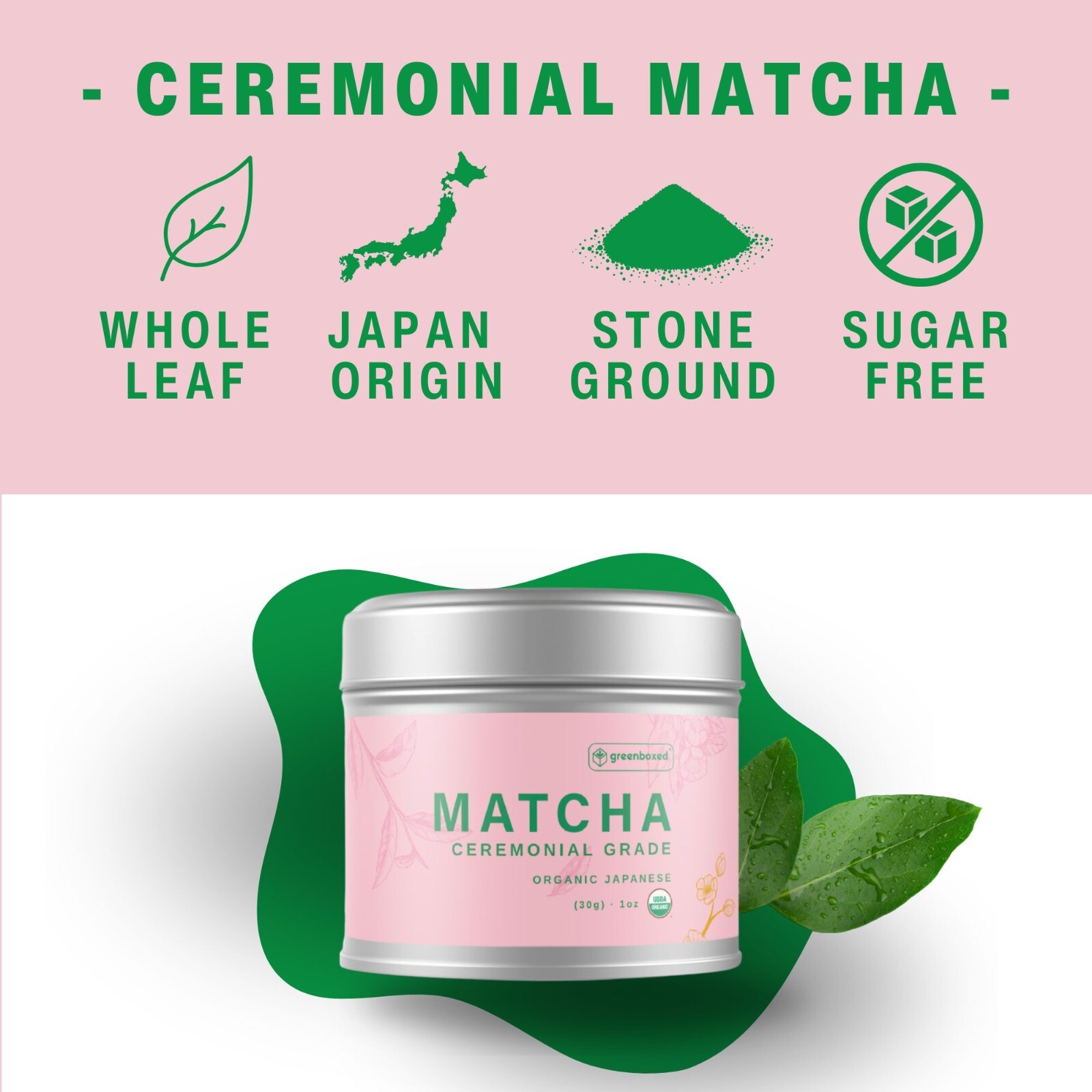 100% Ceremonial Grade – Organic Japanese Matcha Green Tea Powder – 1oz