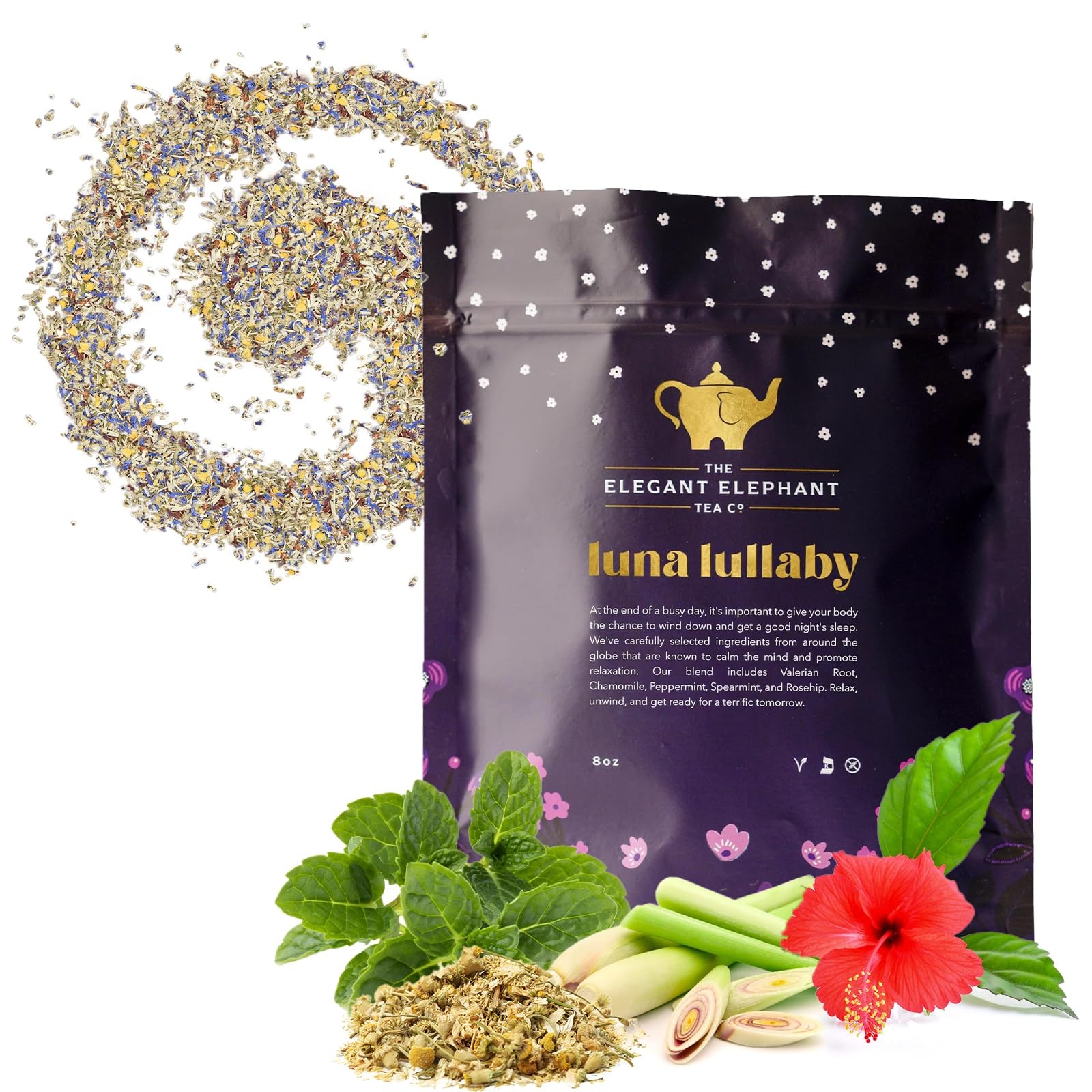 Luna Lullaby Sleep Tea, Organic Loose Leaf Herbal Tea – Calming, Relaxing Bed…