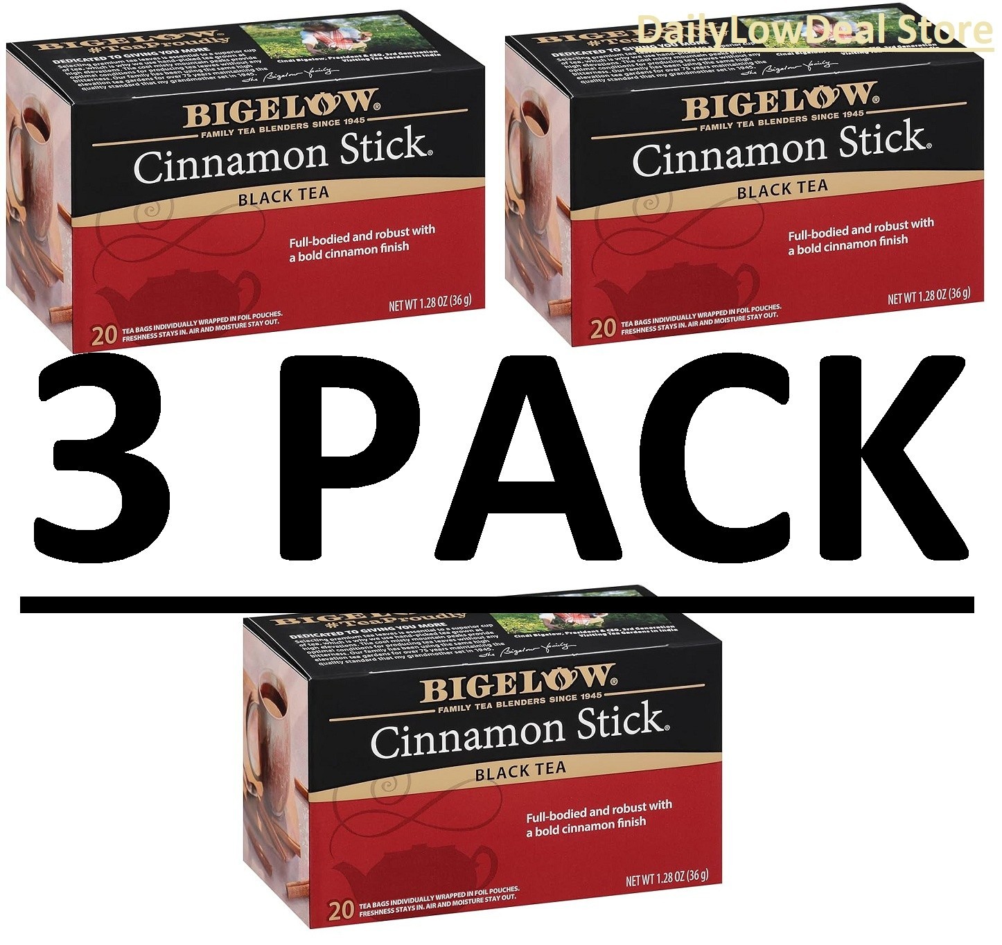 3 PACK – Bigelow Tea Cinnamon Stick Black Tea 20 Bag (Total 60)