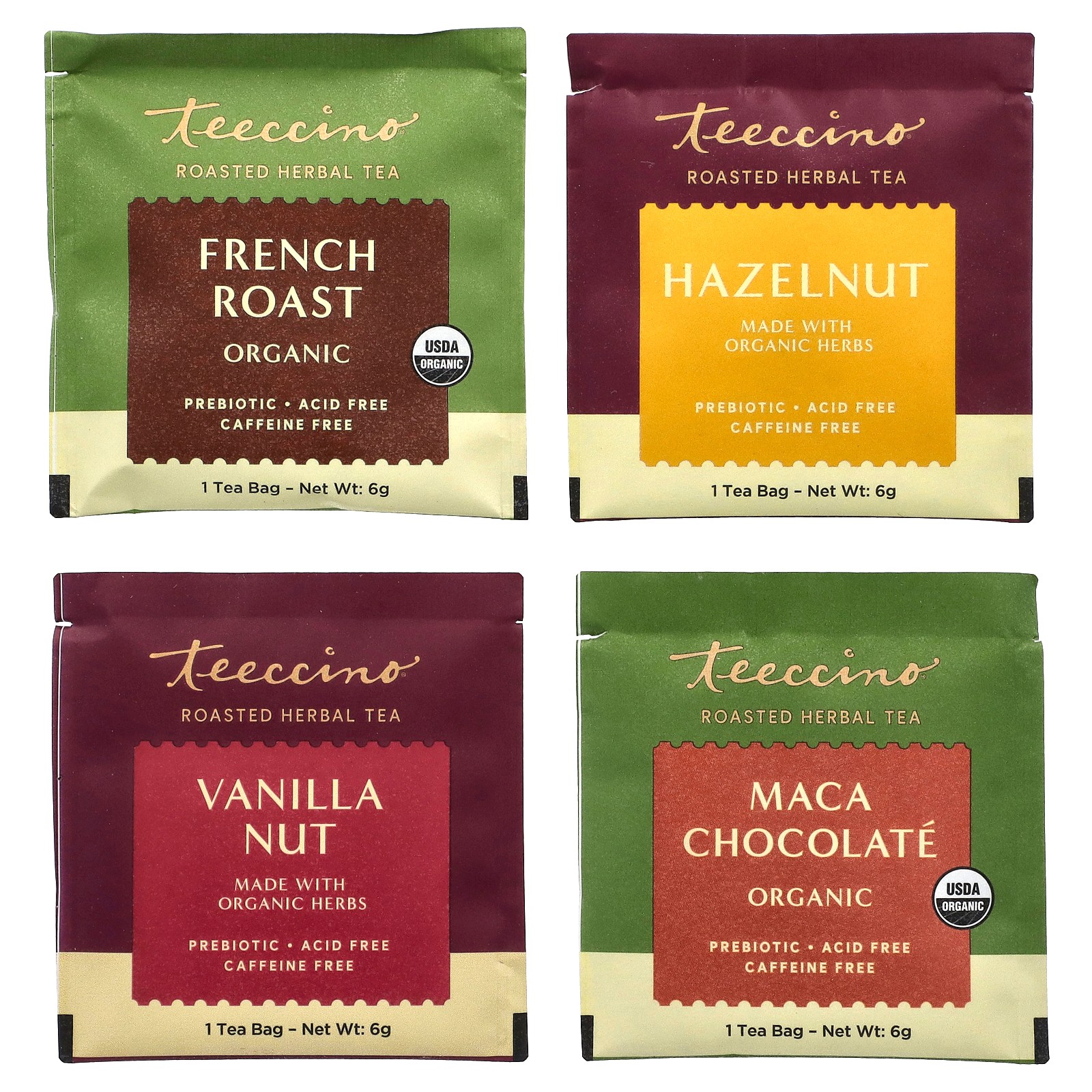 Roasted Herbal Tea Sampler, 4 Flavors, Caffeine Free, 12 Tea Bags, 2.54 oz (72