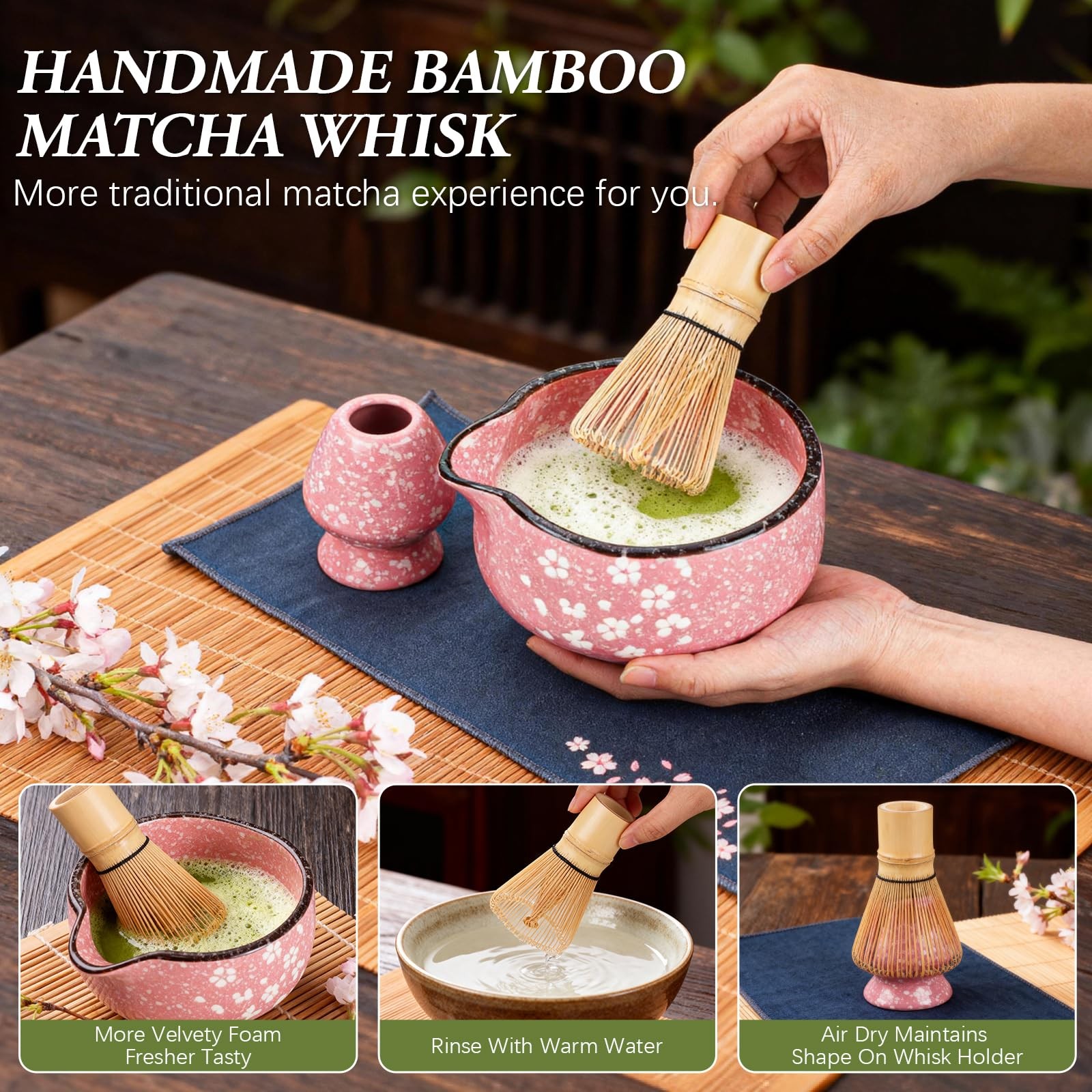 Matcha Whisk Set, 7 PCS Ceramic Matcha Sets with Bowl, Bamboo Whisk and Holde…