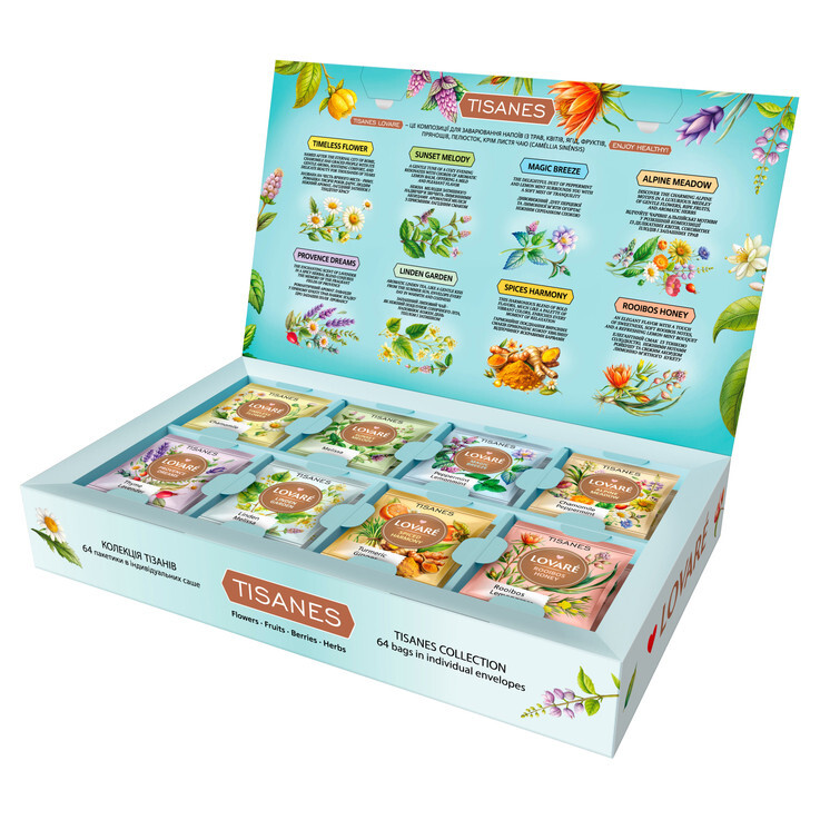 Ukrainian Gift Box Tisanes Herbal Tea Lovare Collection 64 Bags 96g (3.4oz)