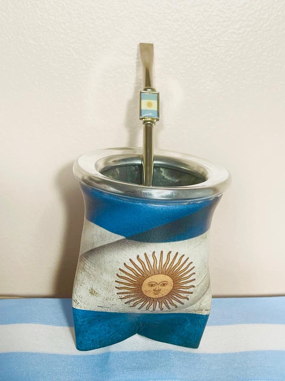 Mate cup yerba argentino – Argentina flag + bombilla straw Argentina