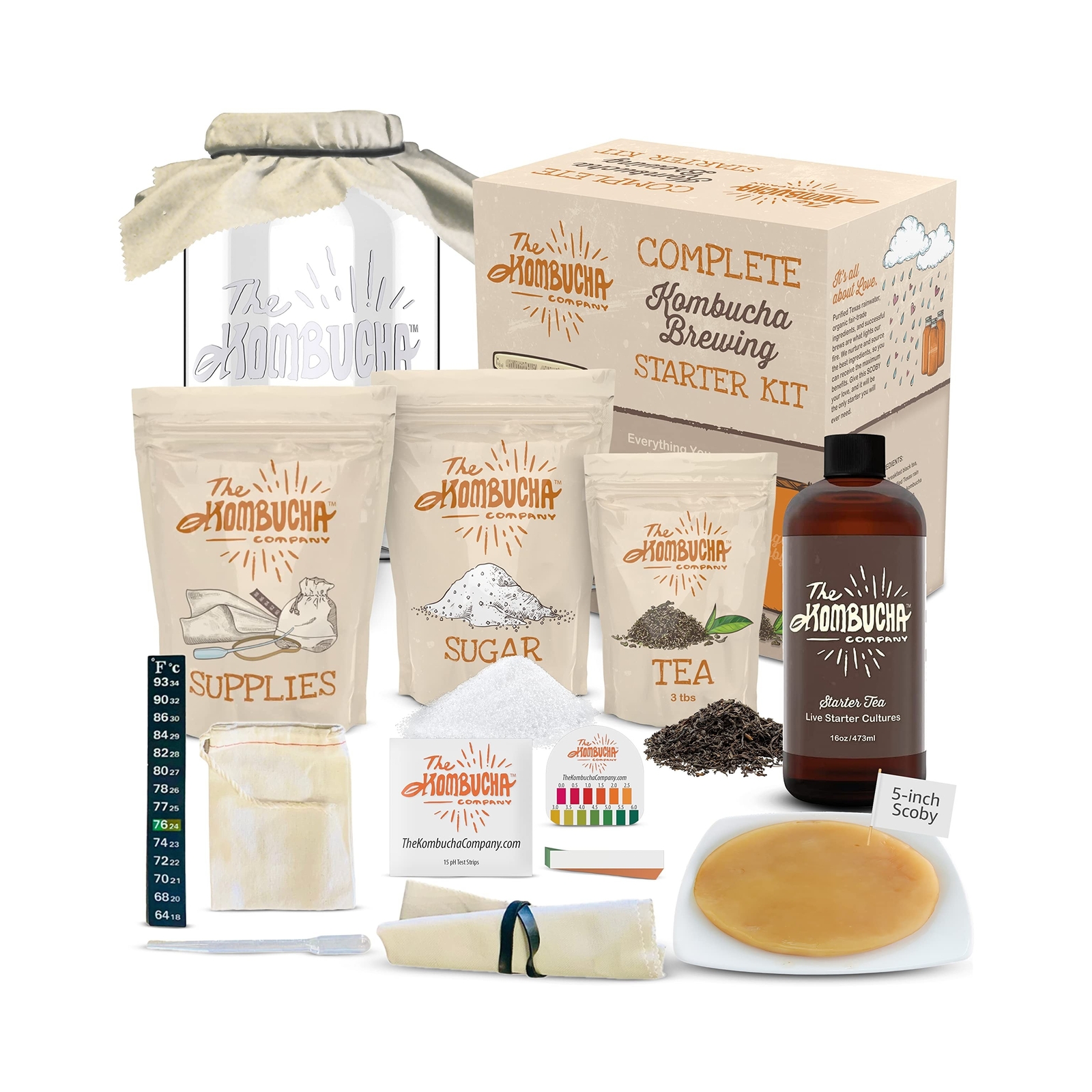 Organic Kombucha Home Brewing Starter Kit | 5-Inch Large Scoby Kombucha Start…