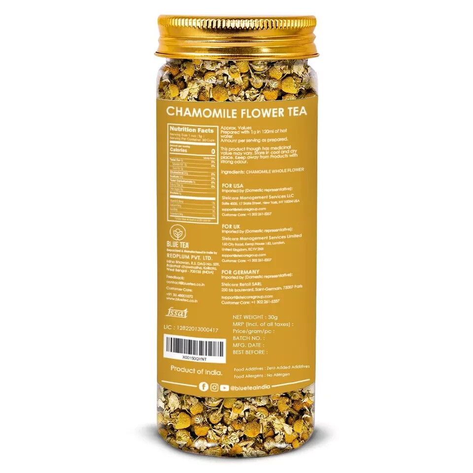 Blue Tea Chamomile Flower Tea 30 Cups Capicity 30gm