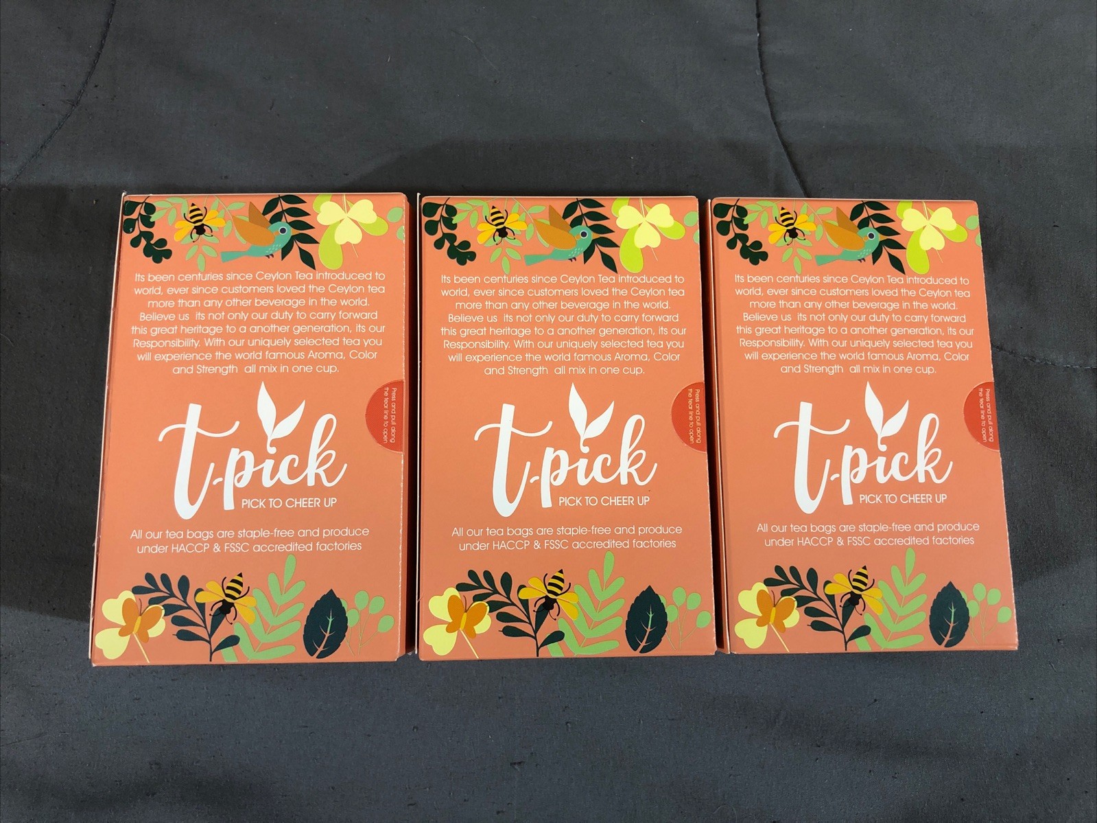 3 PACK ~ T-PICK BLACK TEA PEACH CEYLON Tea Bags 60 Bags Total BB: 10/01/2029