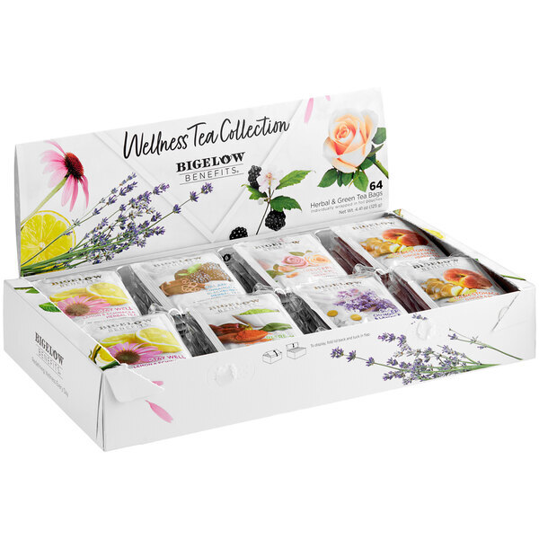 Bigelow Benefits Wellness Tea Bag Variety Tray Pack – 64/Box