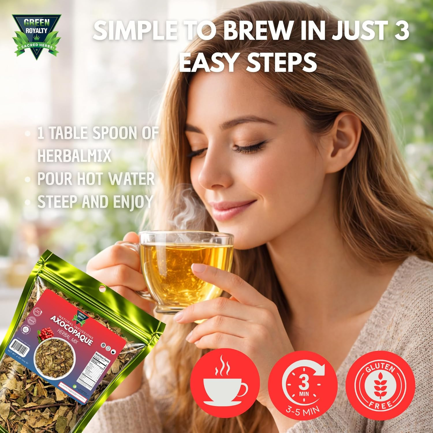 Axocopaque Herbal Mix Tea – Natural Loose Leaf Herbal Infusion – Caffeine Free B