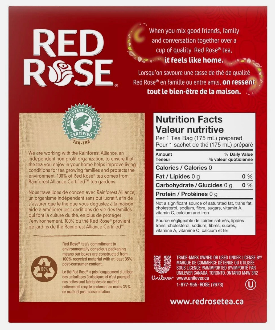 Red Rose Orange Pekoe Tea – 216 count – A Canadian classic!