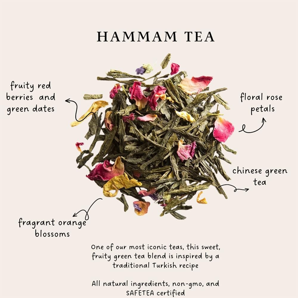 – Hammam Green Tea, Rose Red Berries – Premium Tea Bags, Serves 20 Cups