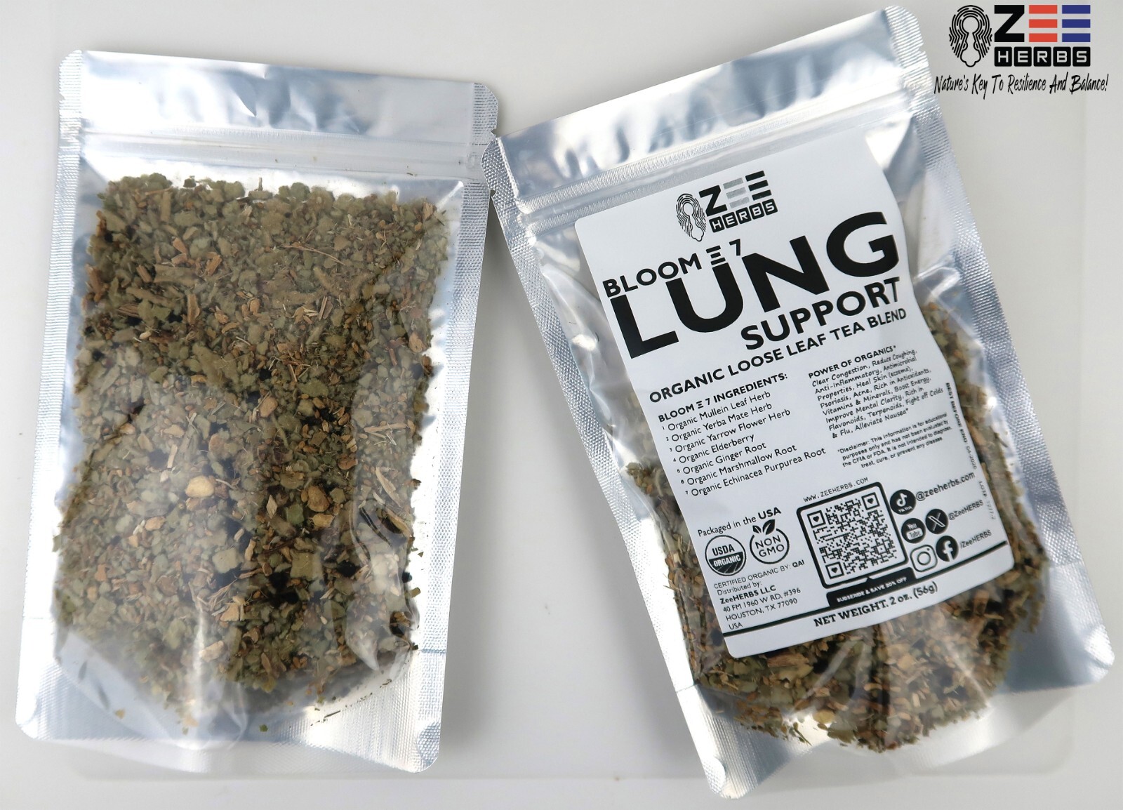 Bloom 7 Lung Support Organic Loose Leaf Tea Blend 2 oz (56g) – ZeeHERBS