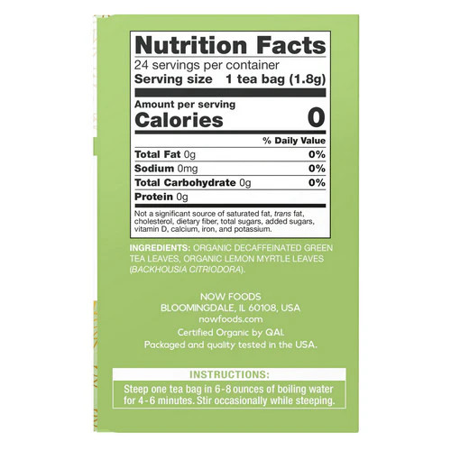 Organic Green Tranquility Tea 24 Bags By Now Foods