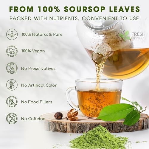 100% Pure Soursop Leaf Powder 4.5oz – Natural Graviola for Tea, Baking, Vegan, N