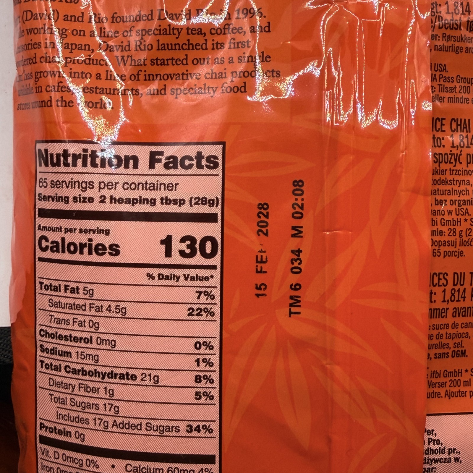 David Rio Tiger Spice Chai, Bulk, 4lb. Bag, New.