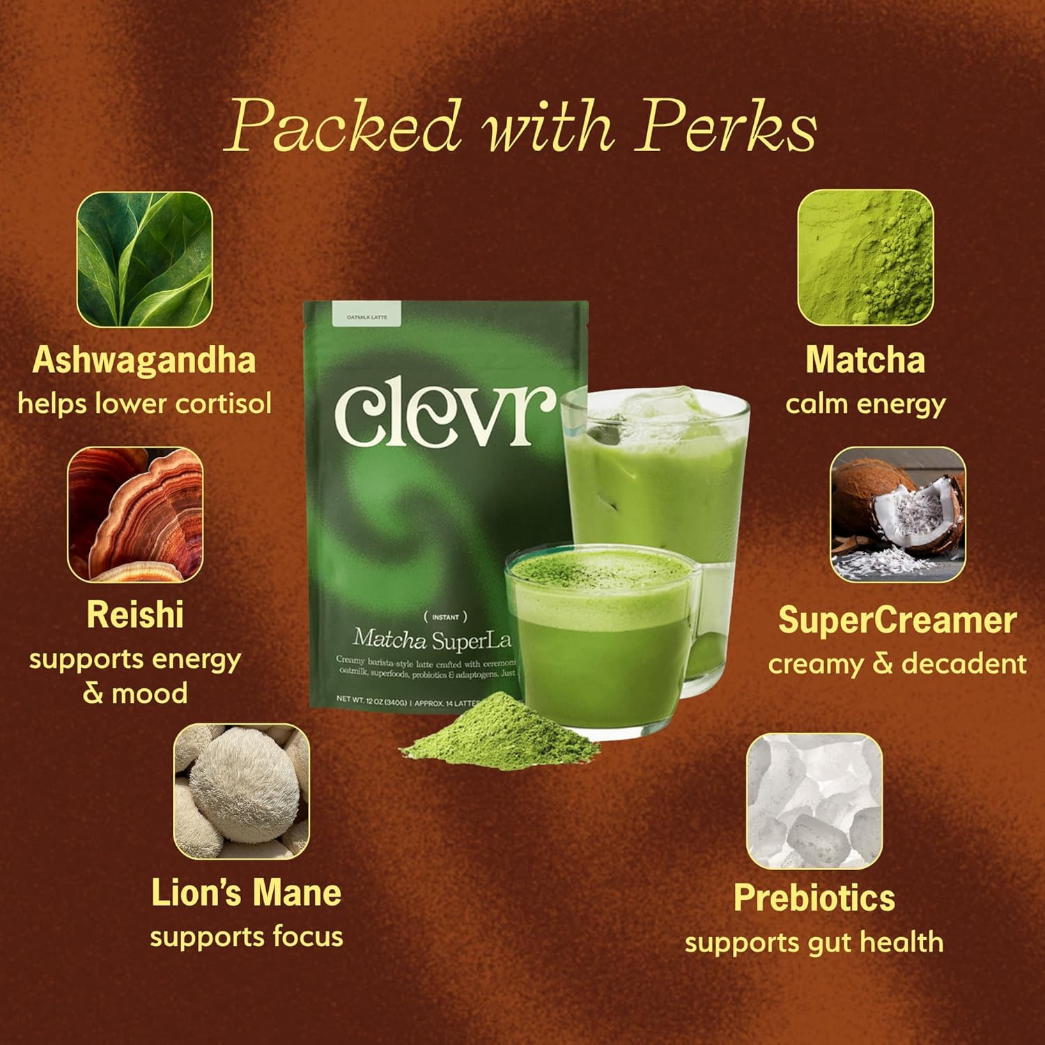 Matcha Superlatte – Instant Superfood Blend with Oat Milk & Mushrooms