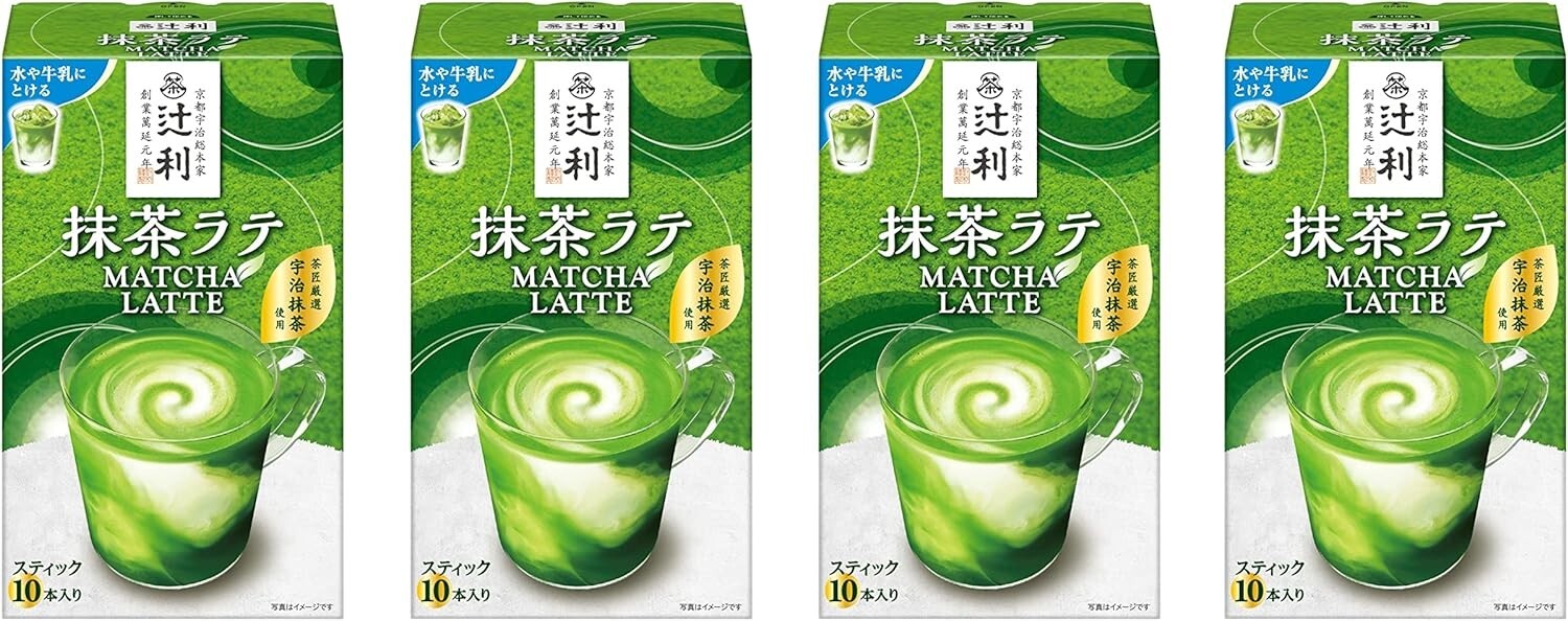 SET 4 PACKS Tsujiri Matcha Latte 130g x 10 sticks Made In Japan