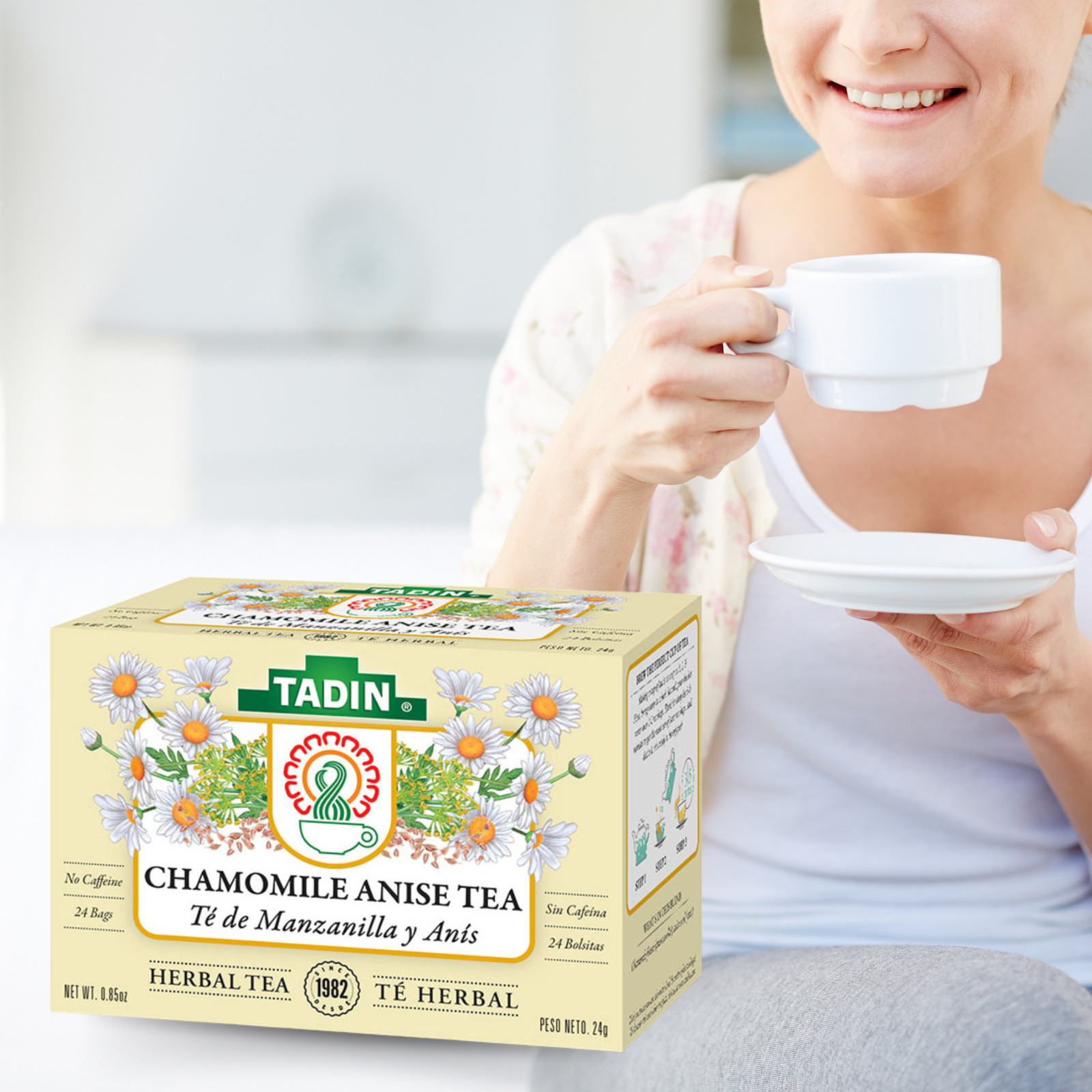 Tadin Tea, Manzanilla & Anis Chamomile with Anise Tea, 24-Count Tea Bags