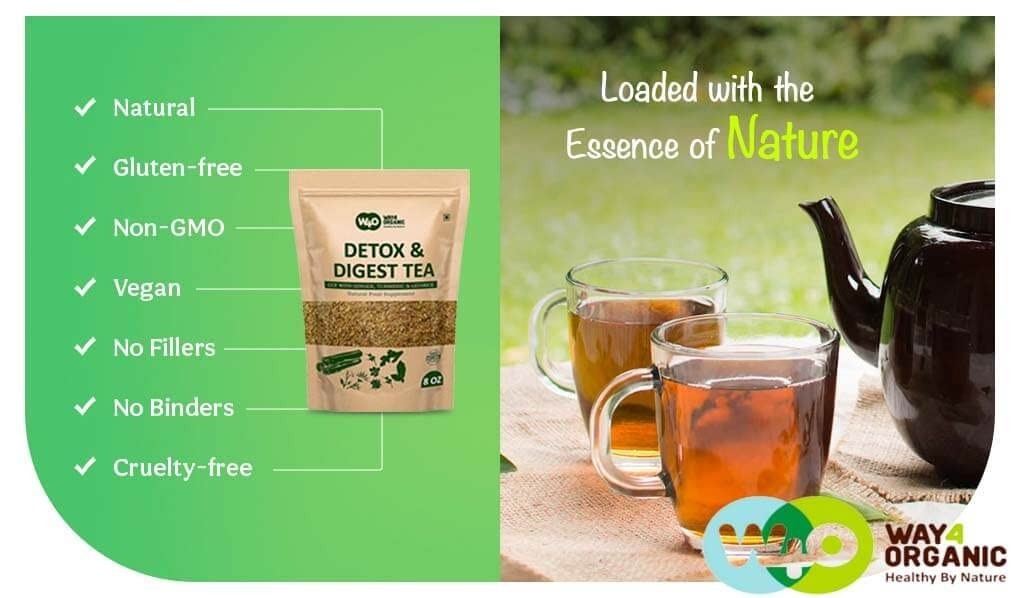 Detox & Digest CCF Herbal Tea Ginger Turmeric Licorice Blend 11 Herbs 4 Pack