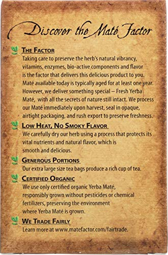 20 Count Organic Yerba Mate Dark Roast Tea Bags by The Mate Factor