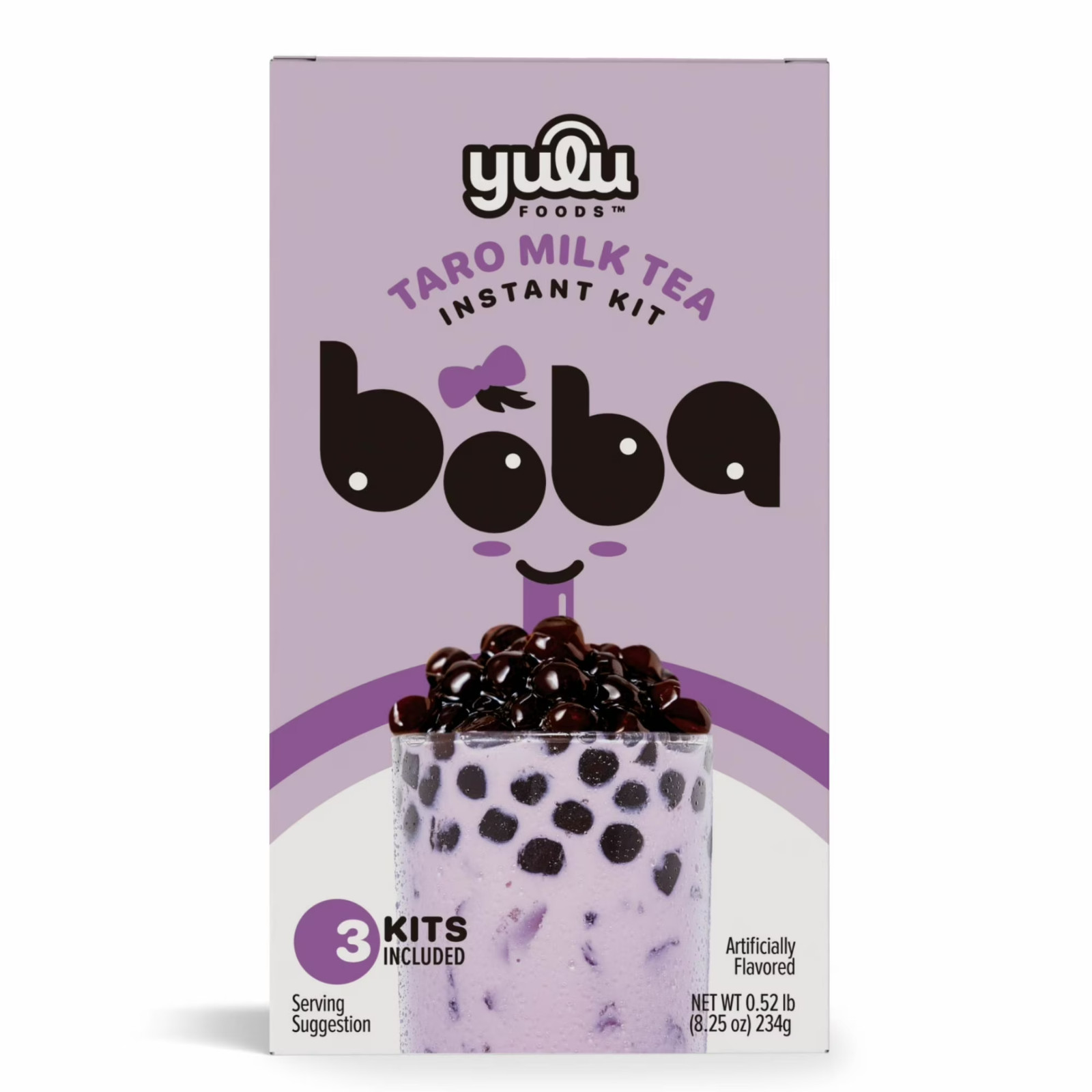 Yulu Instant Boba Taro Milk Tea, Bubble Tea Kit, 3 Drinks
