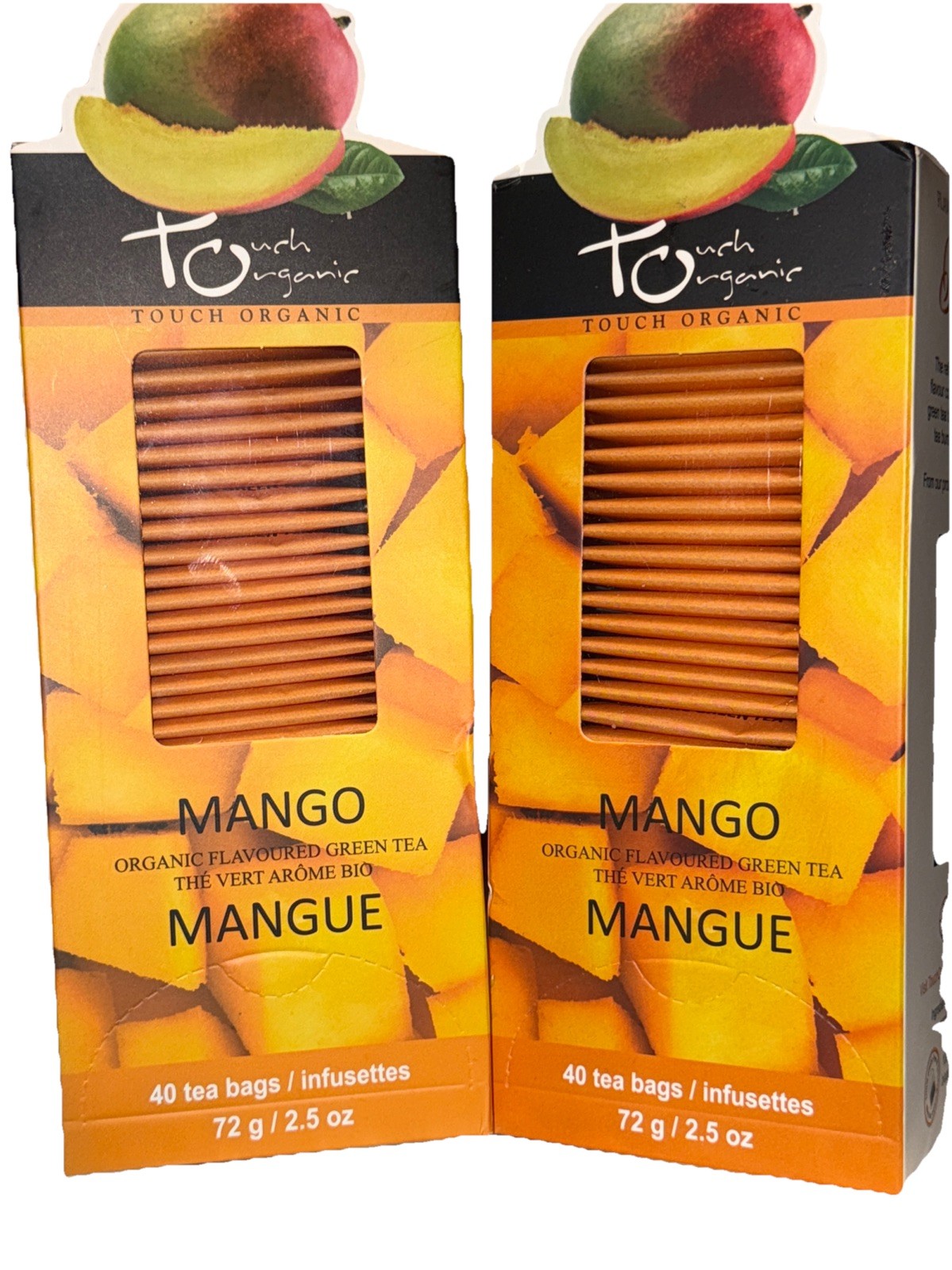 TOUCH ORGANIC MANGO 🥭 ORGANIC GREEN TEA 2 Boxes = 80 Tea Bags-BB 2027/2028