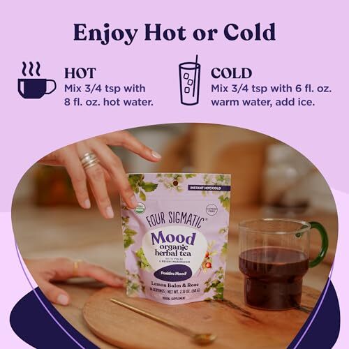 Mood Boosting Organic Herbal Tea with Tulsi and Reishi 2.12 OZ Instant Blend