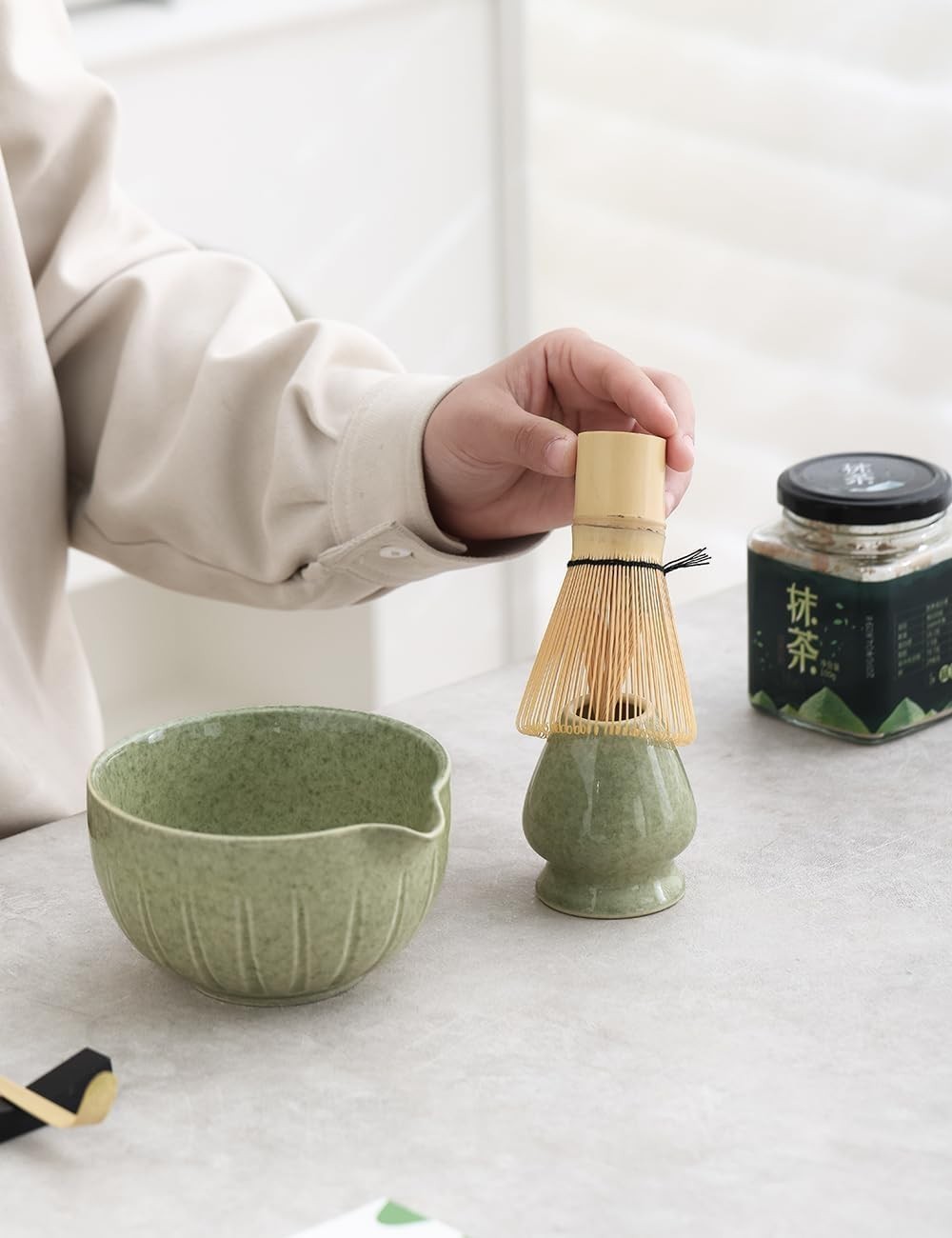 Matcha Set – Match Bowl and Whisk, 15 OZ, Matcha Scoop | Matcha Whisk Stand (Cha