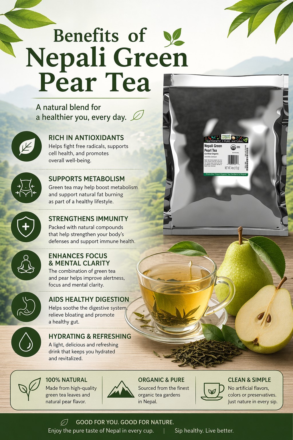 Organic Green Tea NEPALÍ Loose Leaf 1 lb – Natural Herbal Tea Bulk
