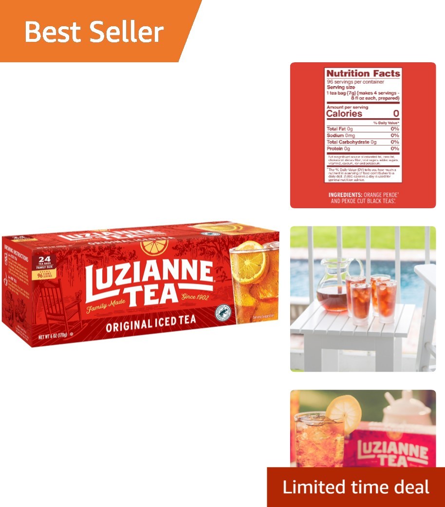 Unsweetened Iced Tea Bags, Family Size 24ct – Organic Black Tea Refreshment