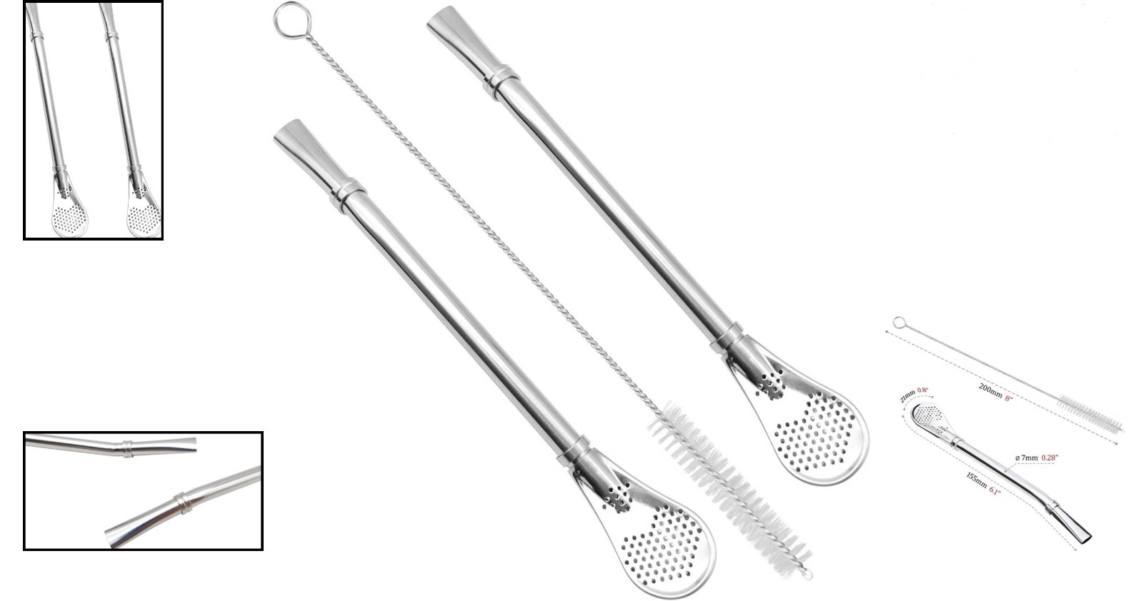 304 Food-Grade Stainless Steel Drinking Straws – Set of 2 for Yerba Mate Lovers