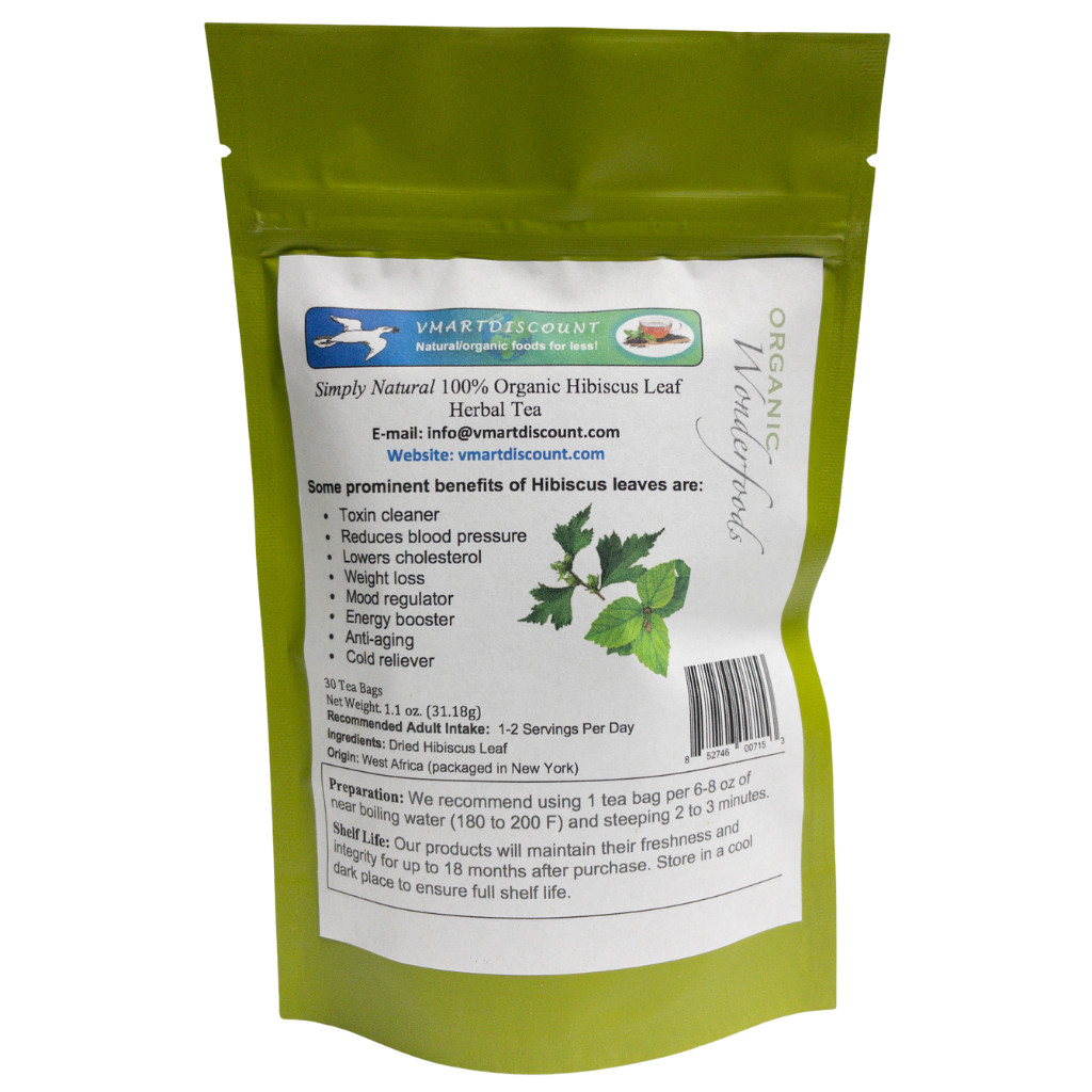 Hibiscus Leaf Herbal Tea (30 Tea Bags) All Natural, Asian Sour Leaf