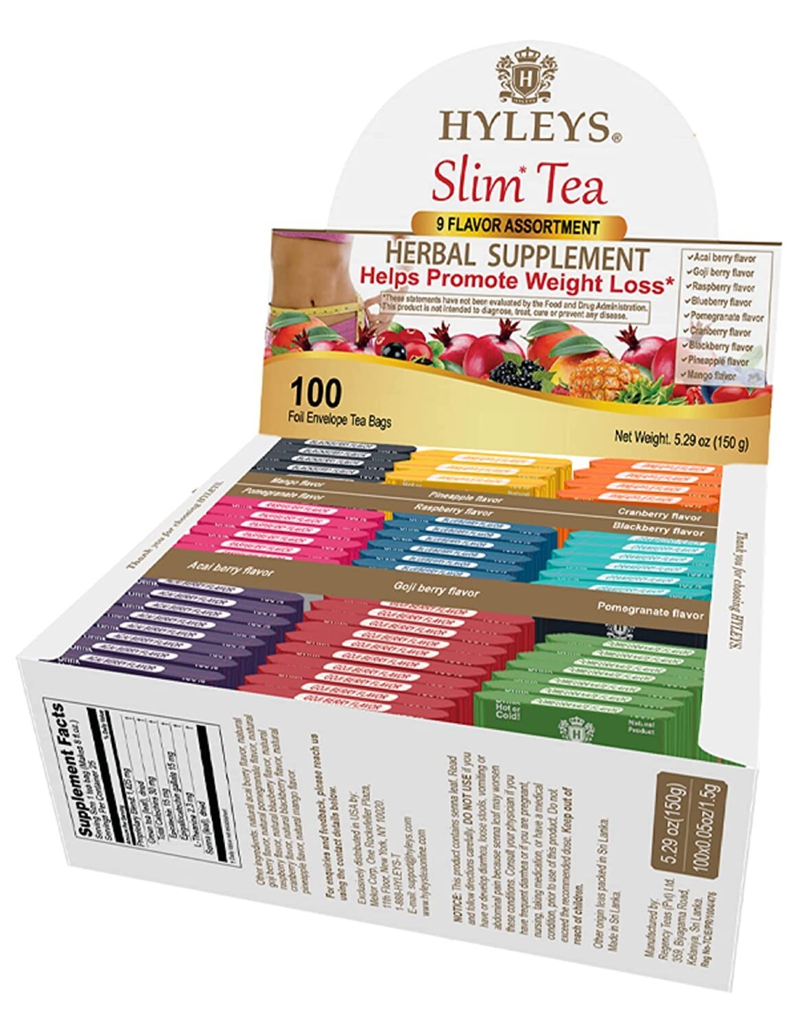 Hyleys Slim Tea 9 Flavor Assortment 100 Ct – Weight Loss Herbal Supplement