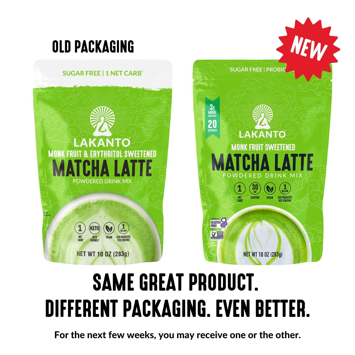Lakanto Sugar Free Matcha Latte – Green Tea Powder with Shelf Stable Probioti…
