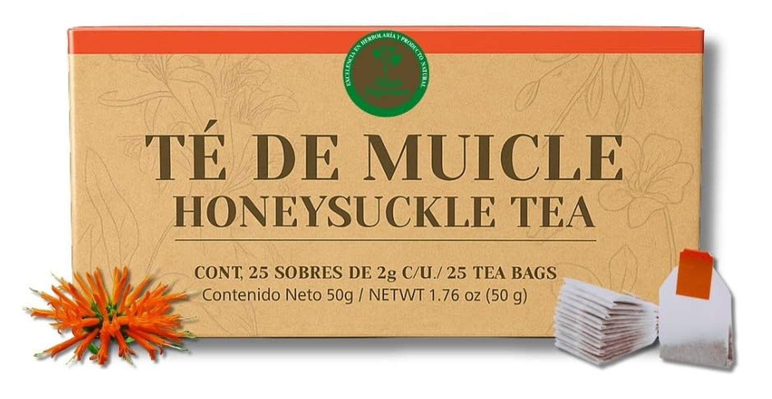 Muicle Té (Mexican Honeysuckle Herbal Tea) – 25 Tea Bags – 100% Natural, Vegan,