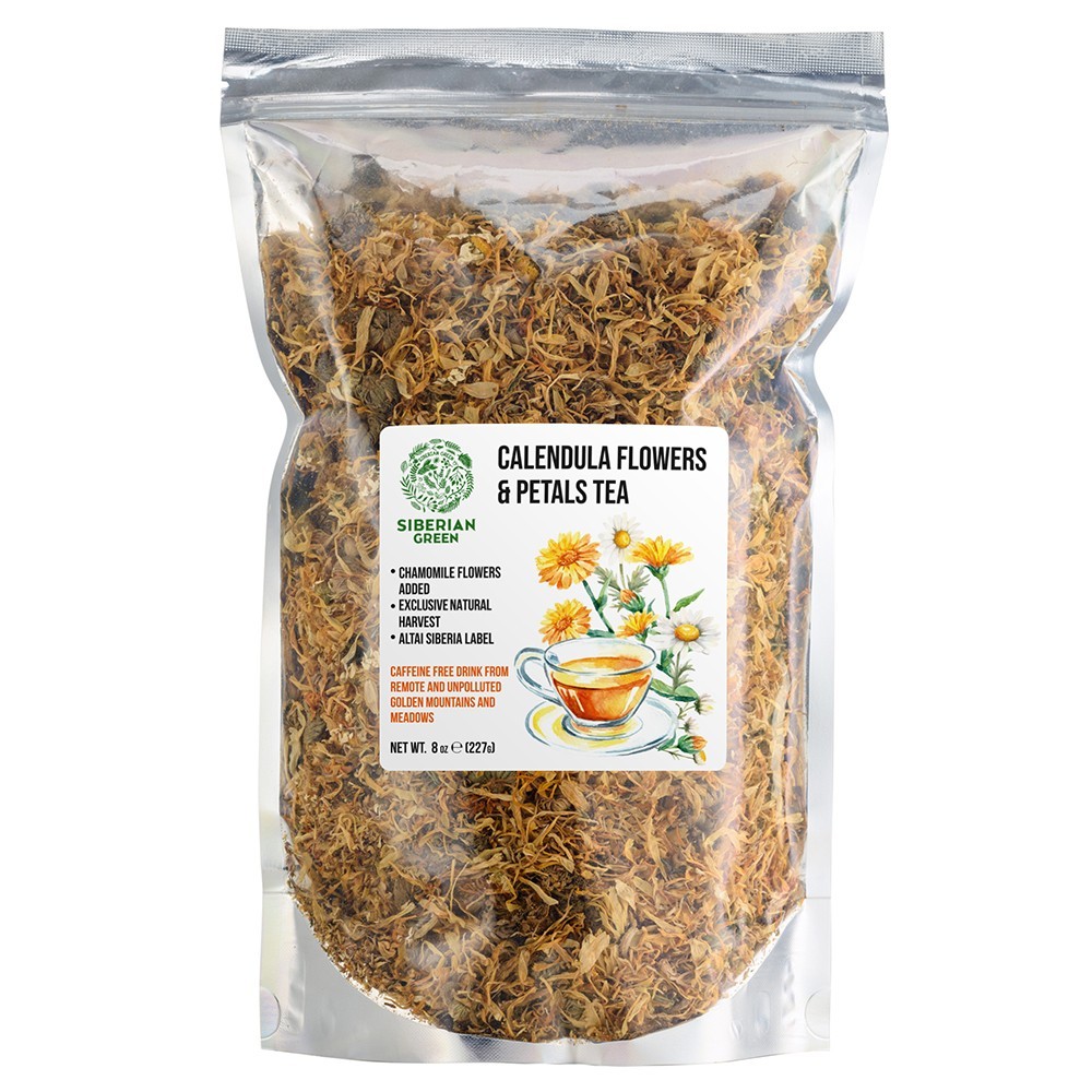 Siberian Green Calendula Flowers Petals Tea 227g (8 oz) Dried Marigold Altai