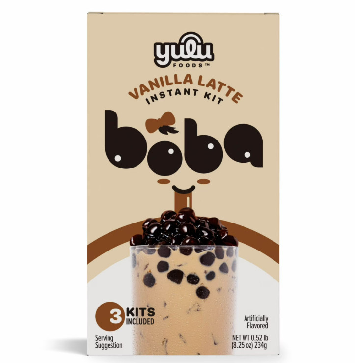 Yulu Foods Instant Boba, Vanilla Latte Bubble Tea Kit, 3 Drinks