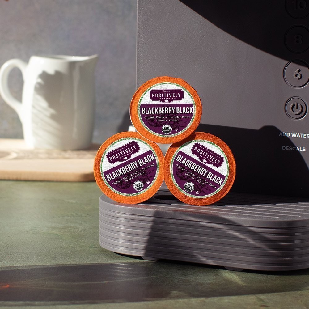 Positively Tea | Organic Blackberry Black Tea | 96 Pods, Keurig Compatible